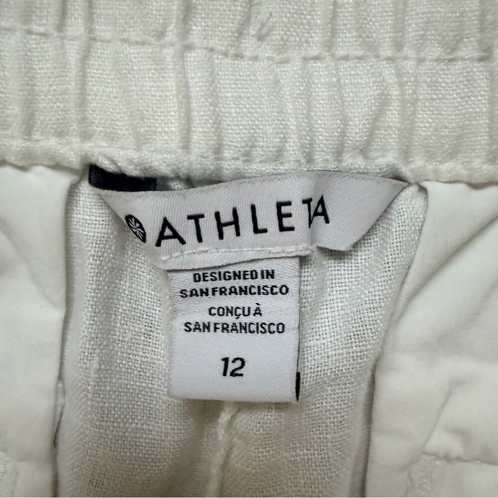 Athleta Pants Size 12 White 100% Linen Retreat Jogger - Picture 5 of 7